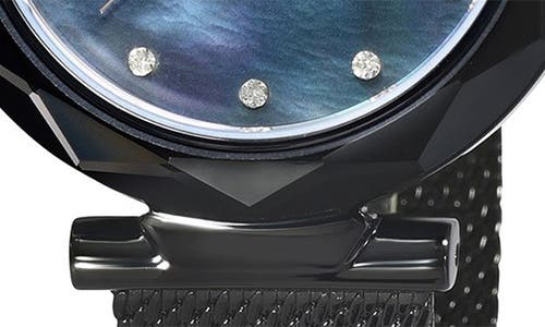 PORSAMO BLEU PORSAMO BLEU HAZEL WHITE TOPAZ MOTHER OF PEARL DIAL 3-HAND QUARTZ MESH STRAP WATCH, 33MM 