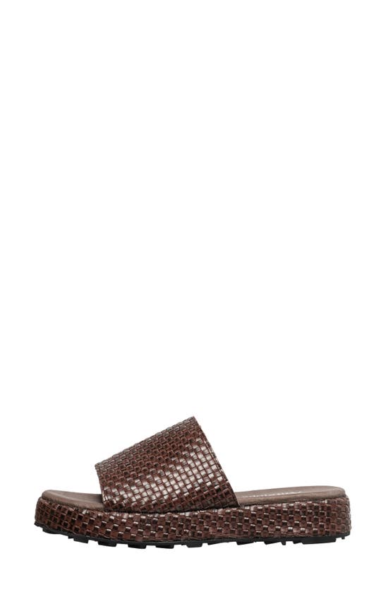 Shop Antelope Brea Woven Leather Slide Sandal In Coffee Leather