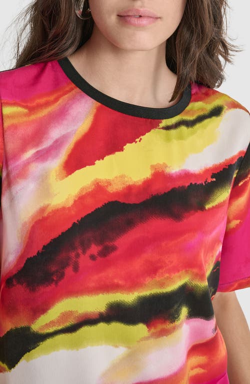 Shop Dkny Abstract Print Short Sleeve Top<br /> In Multi Geode