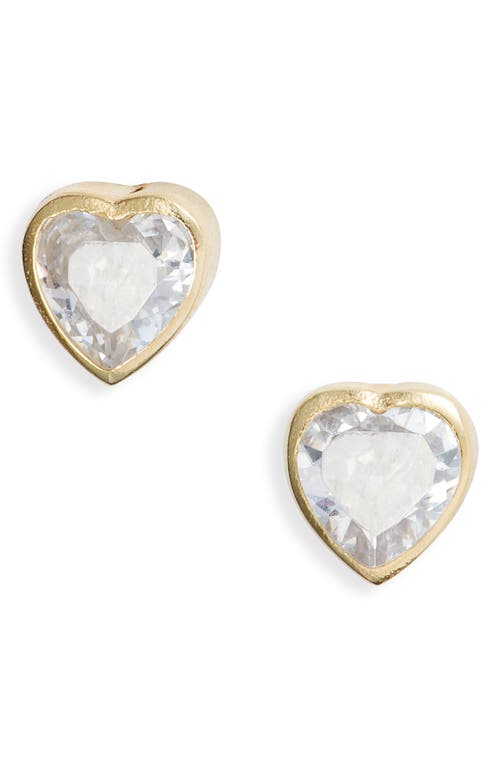 Fancy Bezel Stud Earrings in Gold/White/heart