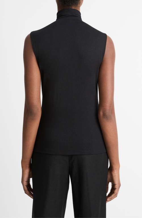 Vince Sleeveless Modal Turtleneck Top In Black