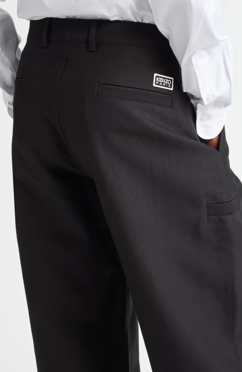 Shop Kenzo Tapered Cotton Workwear Pants In Black