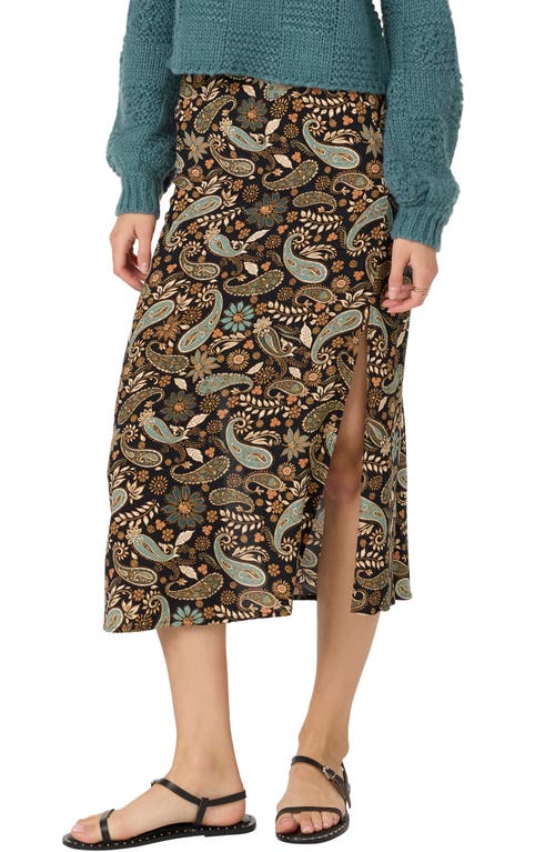 Shop O'neill Sunni Rosalia Paisley Midi Skirt In Black