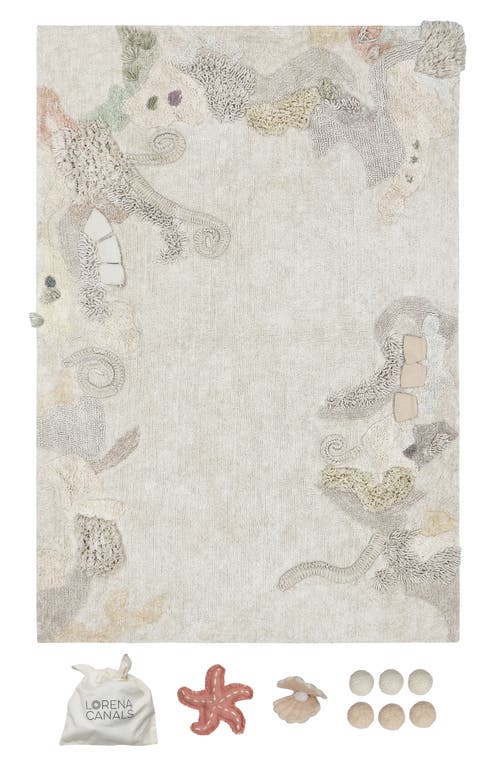 Lorena Canals Seabed Washable Cotton Rug & Ocean Creature Set in Natural Honey Olive Vanilla at Nordstrom