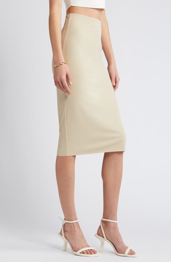 Shop Open Edit Smooth Edit Midi Skirt In Tan Oxford