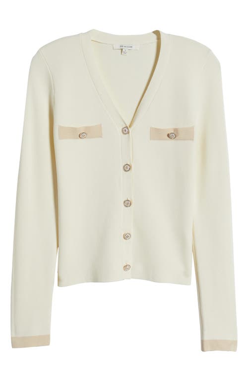 Shop Zoe And Claire Contrast Trim Cardigan In Ivory