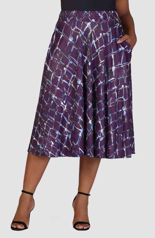 Shop 24seven Comfort Apparel Abstract Print Midi Skirt In Purple Multi