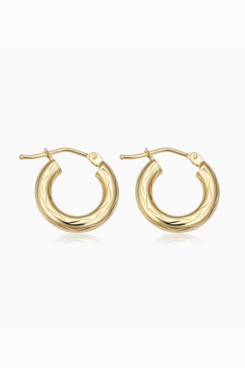 Oradina 14k Yellow Gold Day And Night Mini Hoops In Yellow Gold