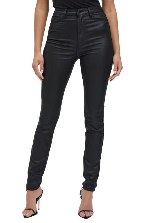 Bardot Khloe Coated High Waist Skinny Jeans in Black at Nordstrom, Size 28