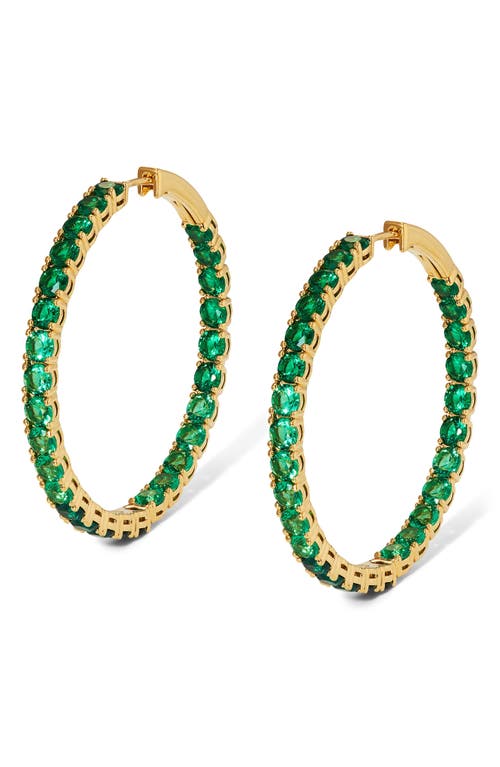 Shop Nadri Inside Out Hoop Earrings In Gold/green