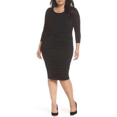 Plus Size Vince Camuto Ruched Body-Con Dress, Black