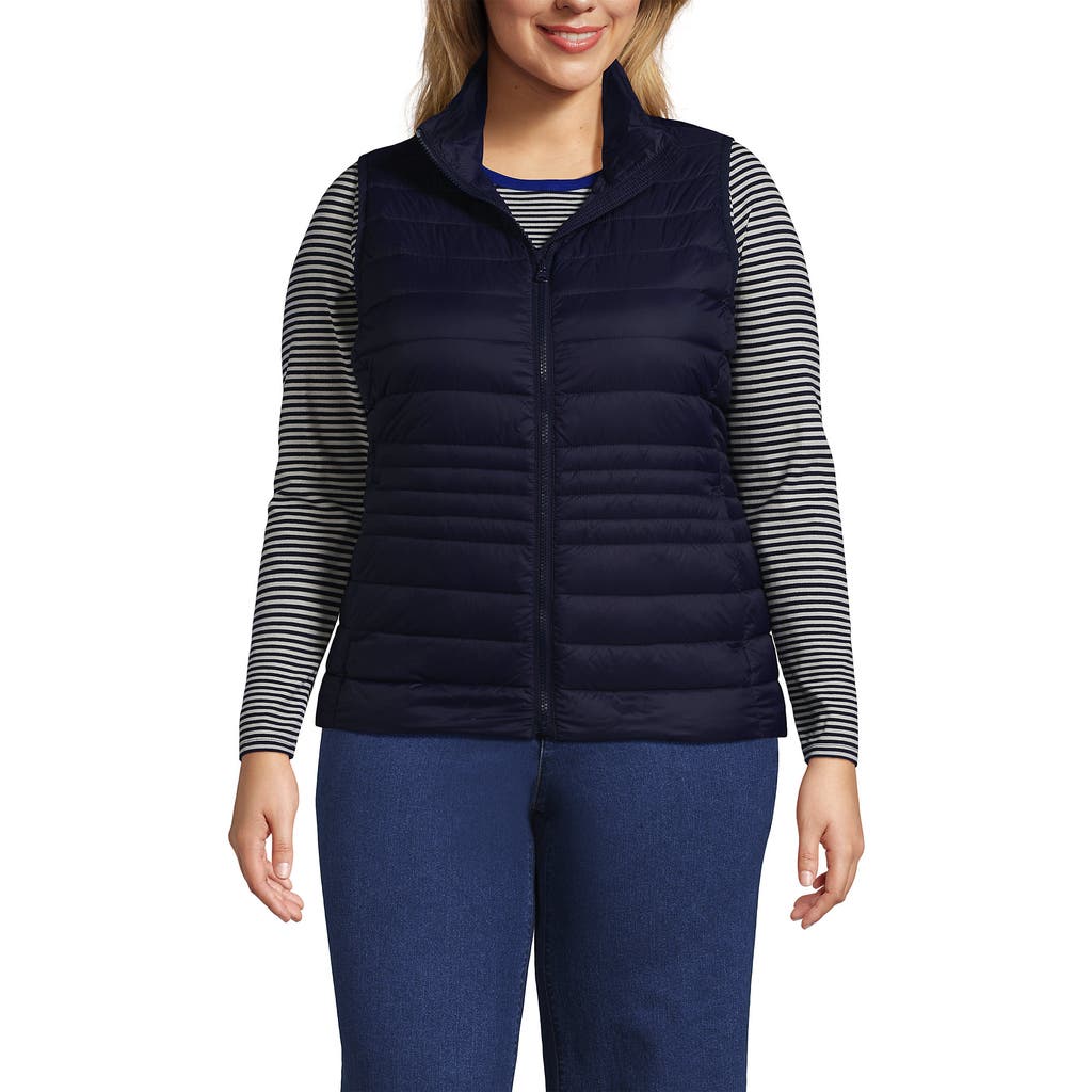 Lands' End Wanderweight Packable Ultralight Down Vest In Deep Sea Navy