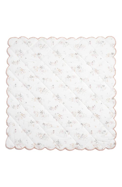 Pehr Reversible Quilted Organic Cotton Blanket In Ivory/blush