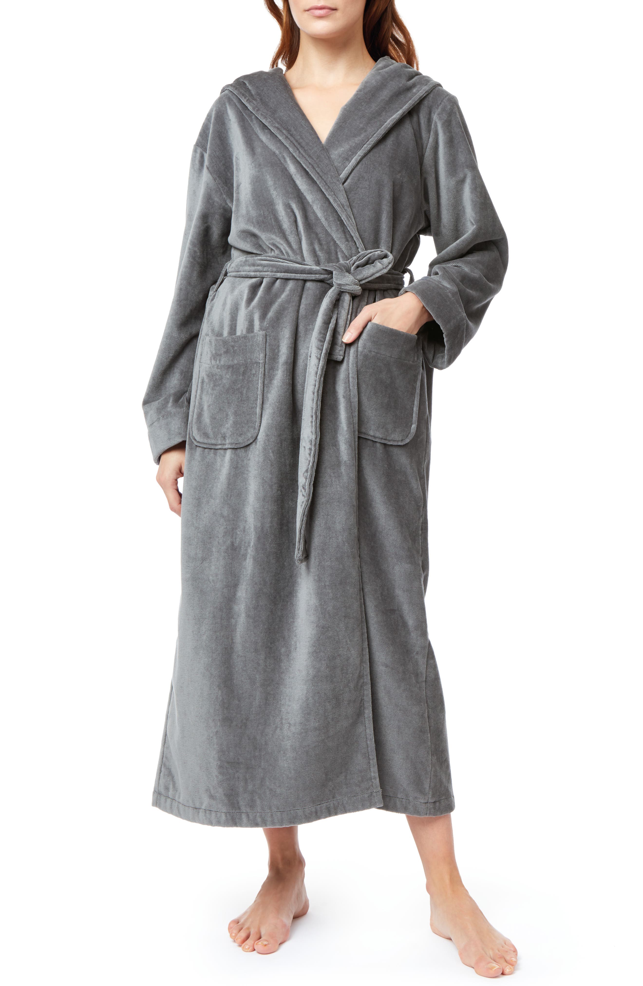The White Company Hooded Cotton Velour Robe Nordstrom