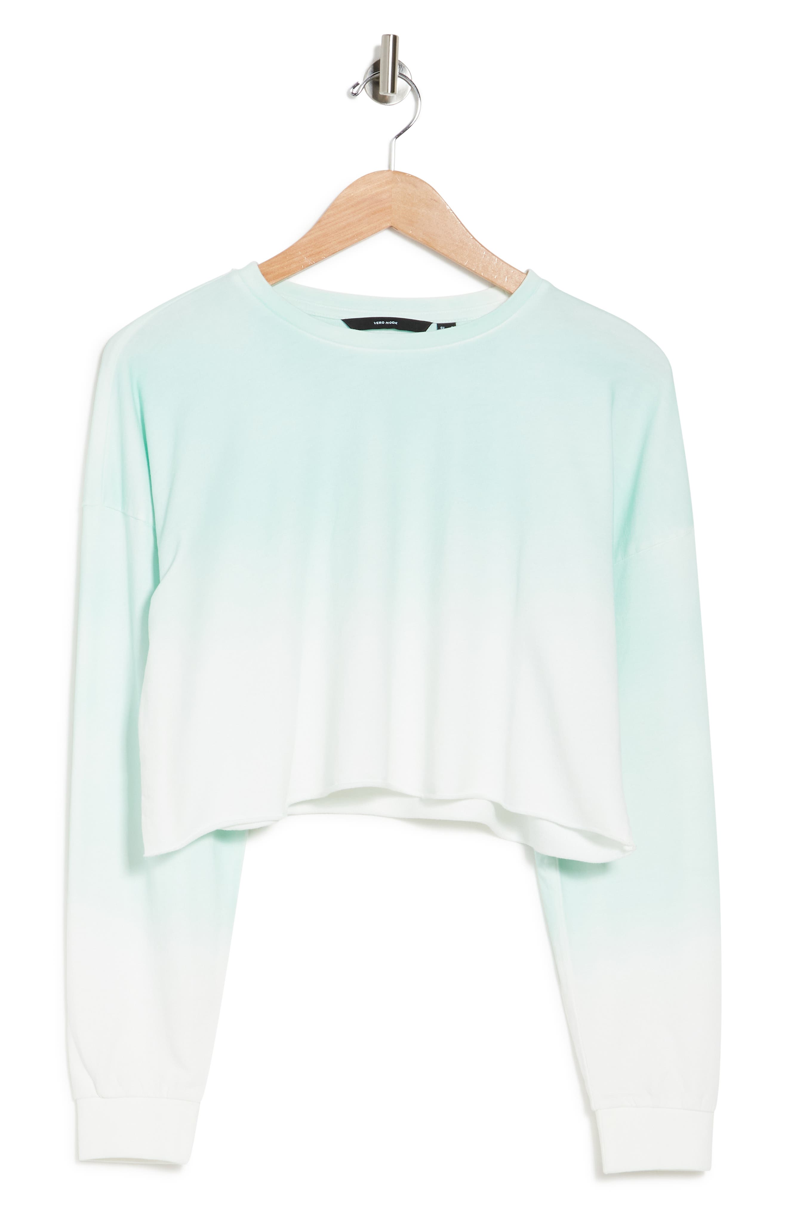 ombre lace up long sleeve sweatshirt