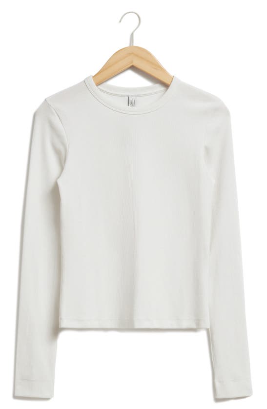& Other Stories St. Georgina Rib Long Sleeve Cotton T-shirt In White Light