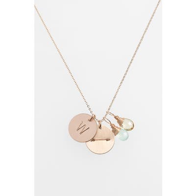 Nashelle Aqua Chalcedony, Lemon Quartz, Initial & Arrow 14K-Gold Fill Disc Necklace
