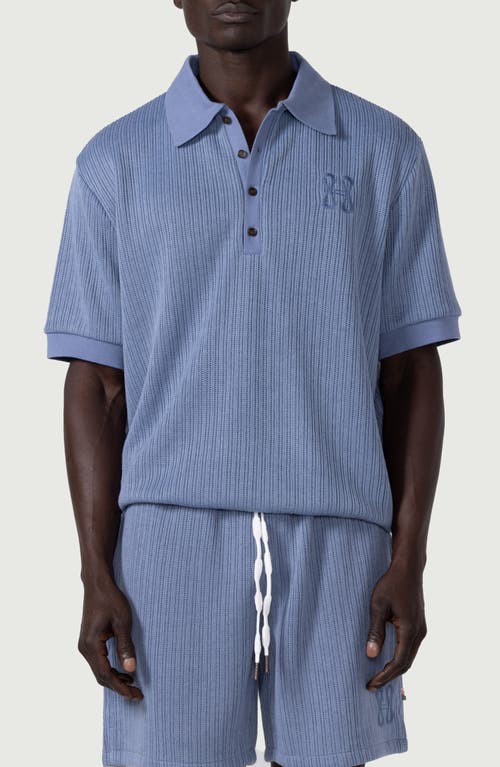 Oversize Pointelle Polo in Blue