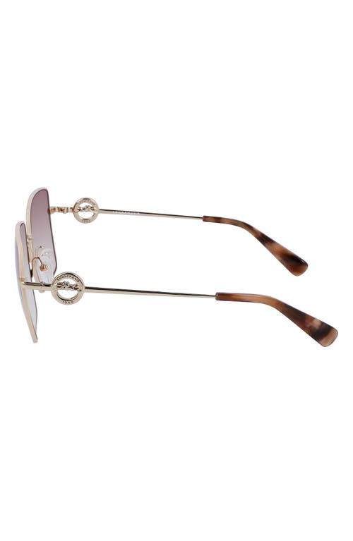 Longchamp Brown Gradient Square Ladies Sunglasses Lo162s 748 55 In Silver/gradient Brown