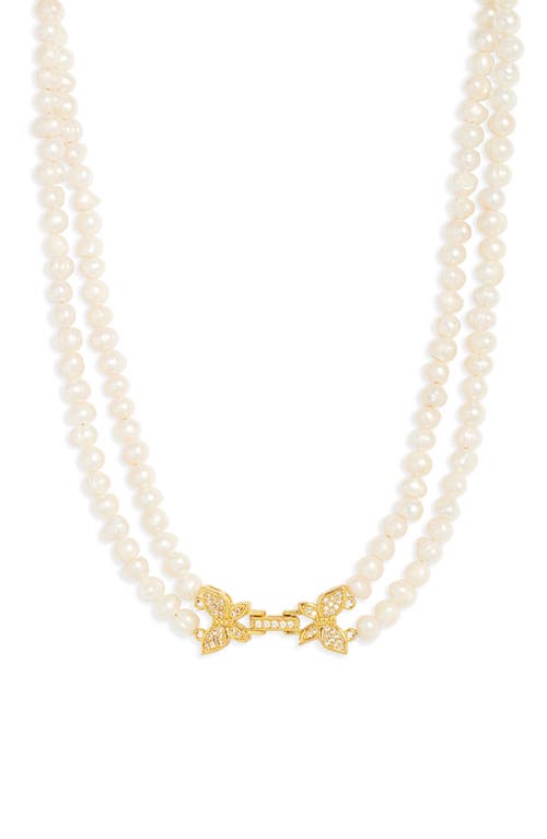 Vidakush Butterfly Clasp Freshwater Pearl Necklace In Neutral