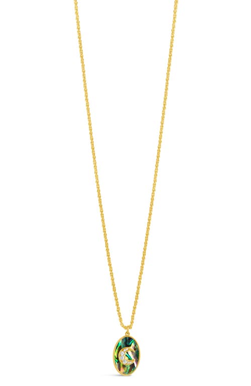Sterling Forever Carrie Cubic Zirconia Abalone Night Sky Pendant Necklace In Gold
