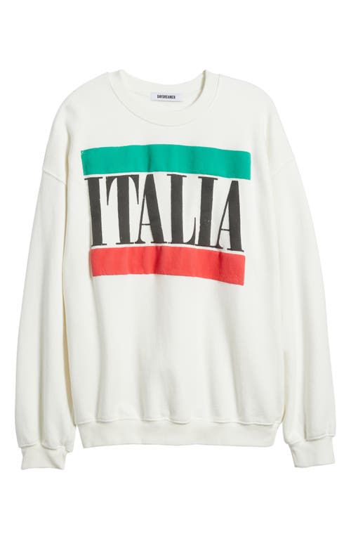 Daydreamer Italia Cotton Graphic Cotton Sweatshirt In Vintage White