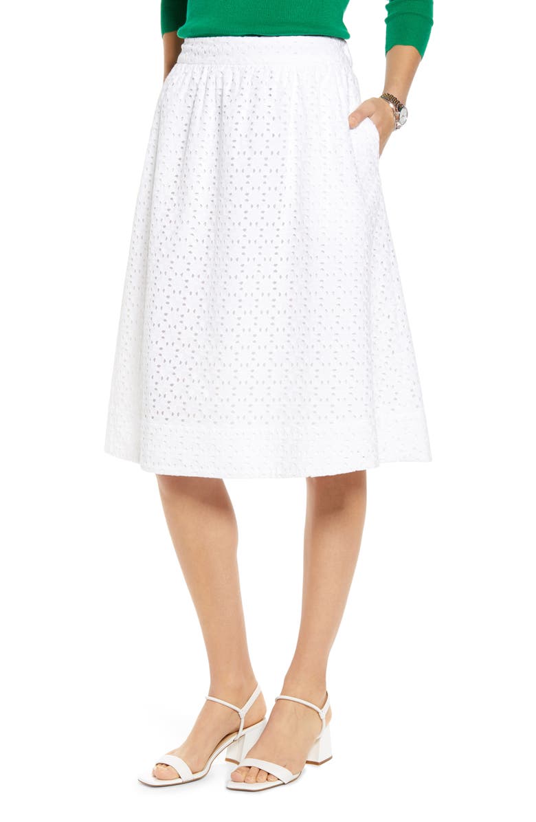 1901 Eyelet A-Line Skirt, Main, color, WHITE
