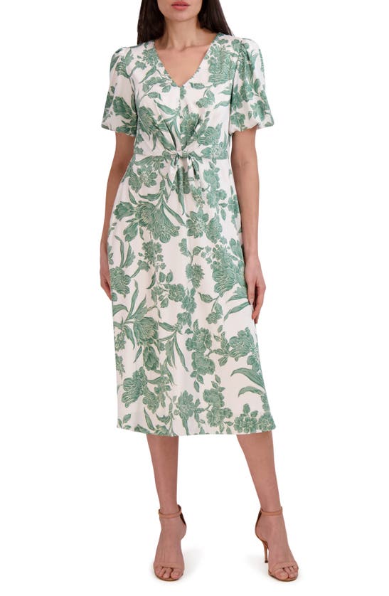 Julia Jordan Tie Front Midi Dress In Green | ModeSens