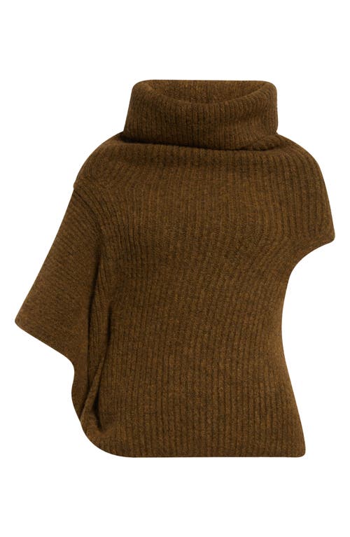 Shop Rick Owens Rib Asymmetric Turtleneck Sweater In Honey