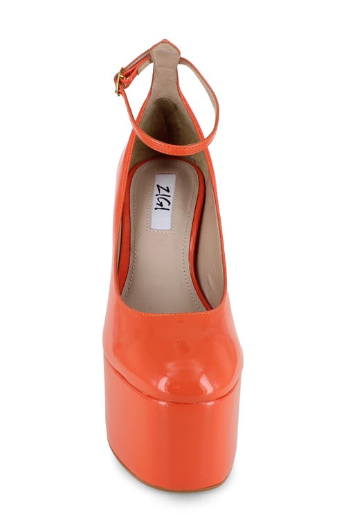 Zigi Nikole Ankle Strap Platform Pump In Orange Patent
