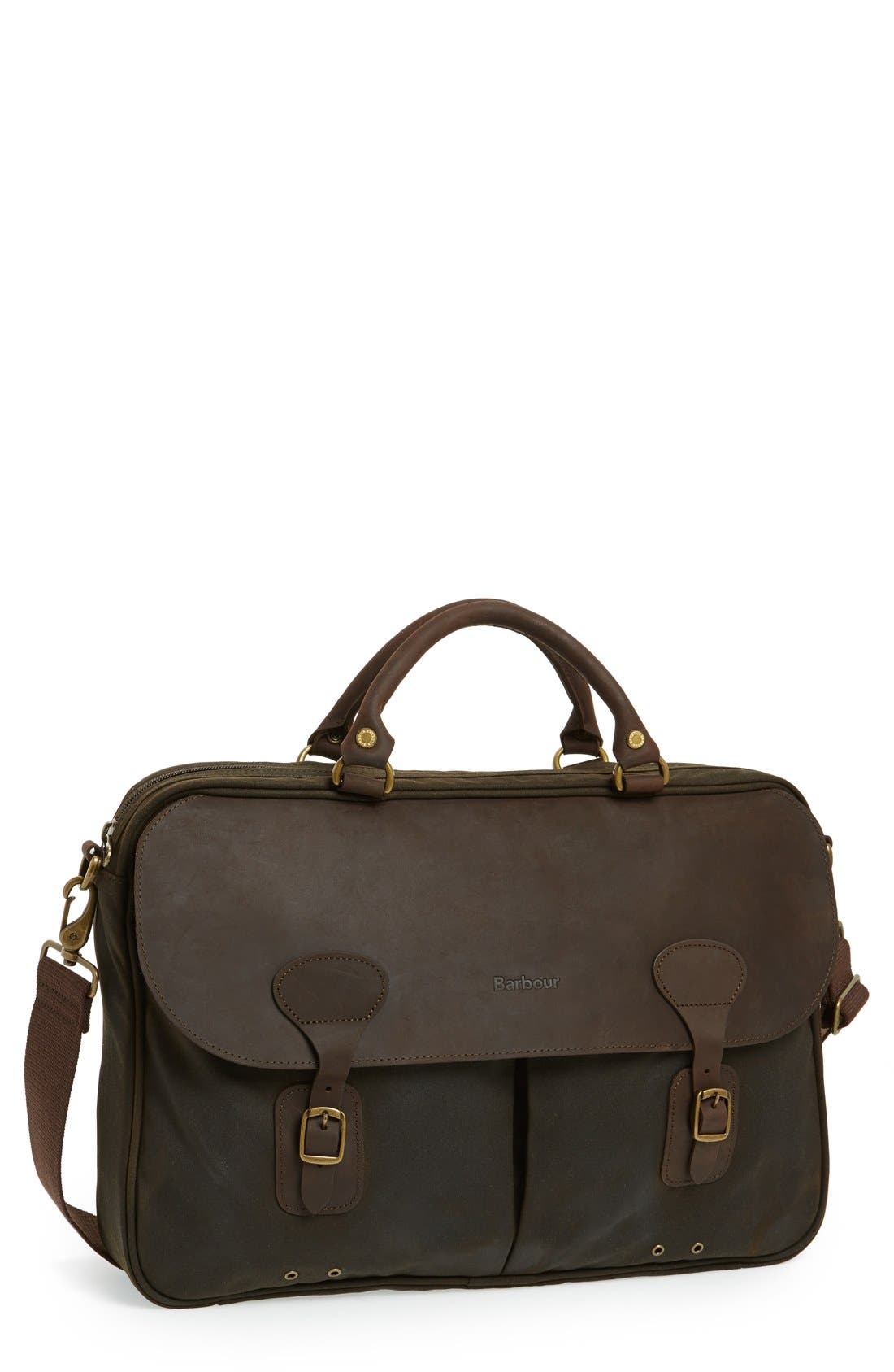 barbour waxed canvas briefcase