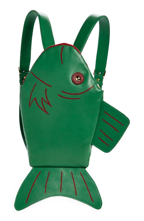 Fish Leather Backpack in Green