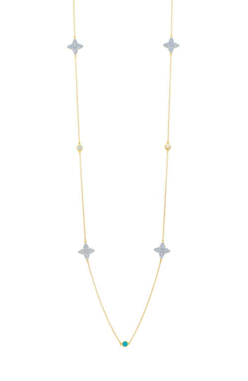 Freida Rothman Brooklyn Coast Clover Disc Station Necklace In Silvr/gld/mother Of Pearl