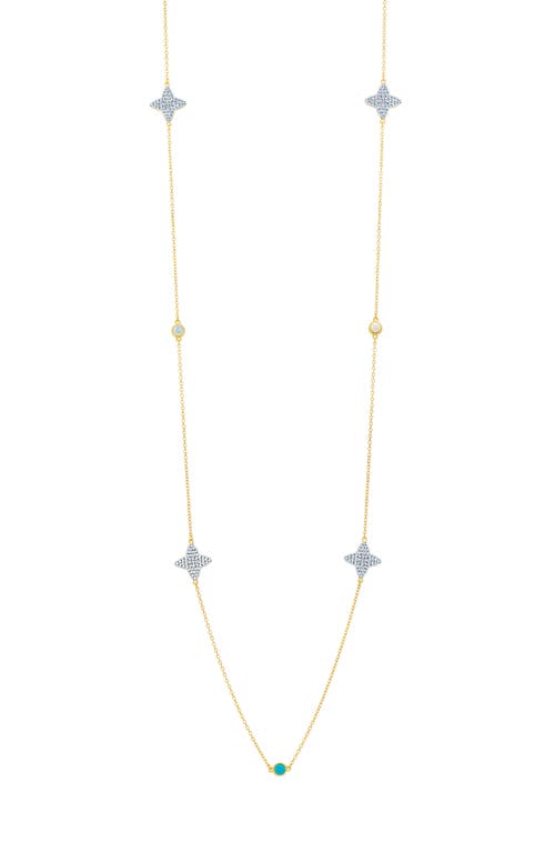 Shop Freida Rothman Brooklyn Coast Clover Disc Station Necklace In Silvr/gld/mother Of Pearl