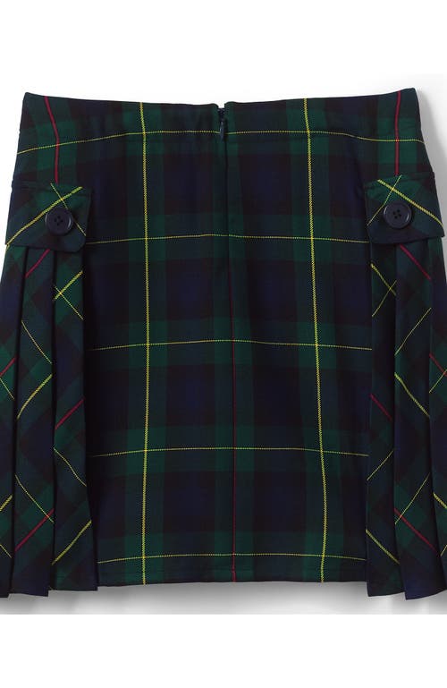 Shop Lands' End School Uniform Girls Plus Side Pleat Plaid Skort Above The Knee In Hunter/classic Navy Plaid