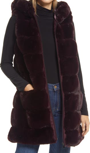 Via Spiga Grooved Faux Fur Hooded Vest, Via Spiga Reversible Hooded Faux Fur Coat