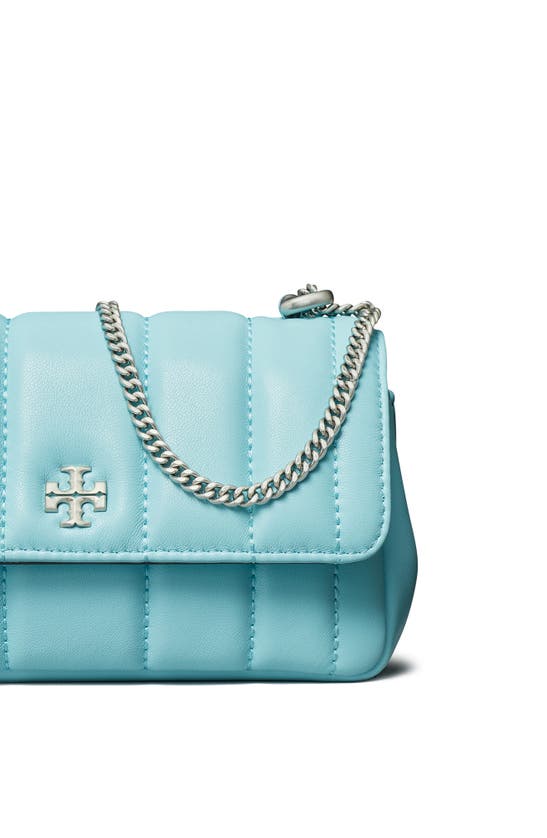 Tory Burch Mini Kira Flap Convertible Quilted Leather Shoulder Bag In Light Celeste