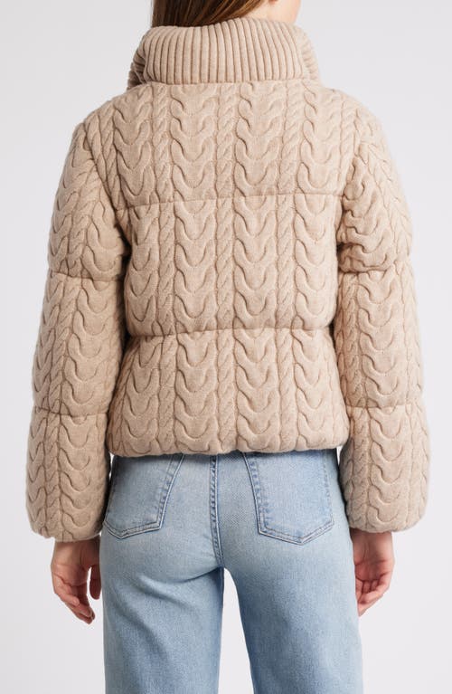 Varley Reggie Cable Knit Puffer Jacket In Light Taupe