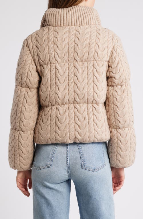 Shop Varley Reggie Cable Knit Puffer Jacket In Light Taupe