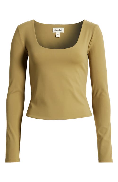 Open Edit Smooth Edit Scoop Neck Top In Olive Brine