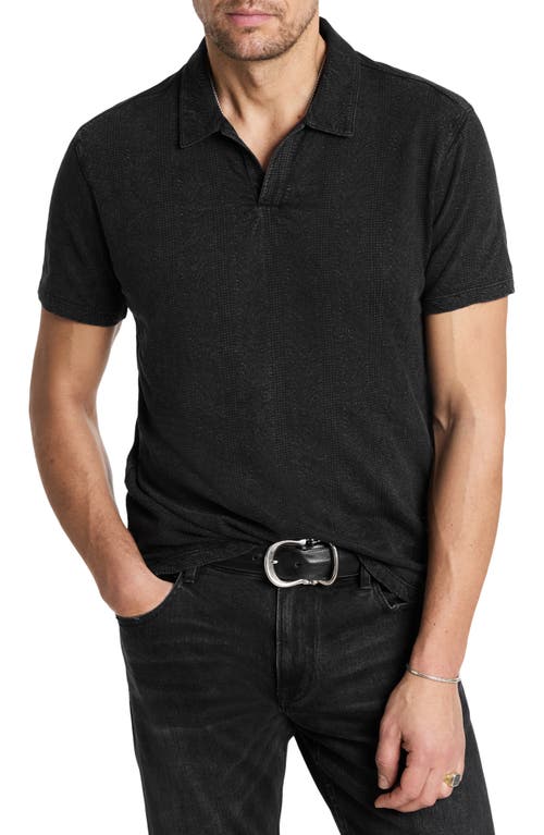 Zion Jacquard Garment Polo in Black