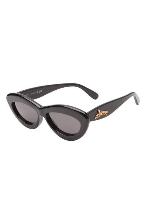 Shop Loewe Curvy 54mm Cat Eye Sunglasses In Shiny Black/smoke