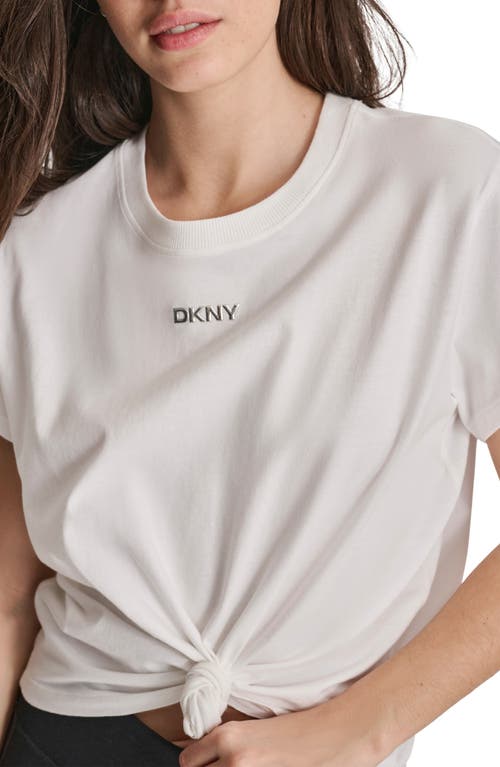 Shop Dkny Metallic Bubble Logo Knot Front T-shirt In White
