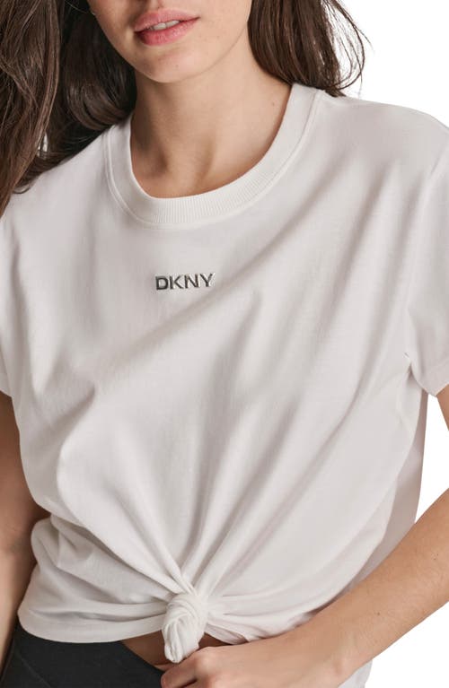 Dkny Metallic Bubble Logo Knot Front T-shirt In White