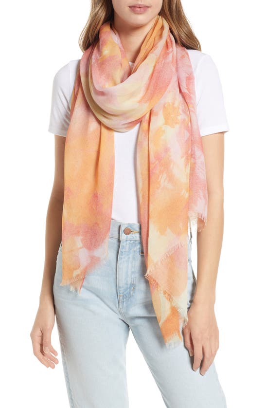 Nordstrom Print Modal & Silk Scarf In Orange Golden Hour