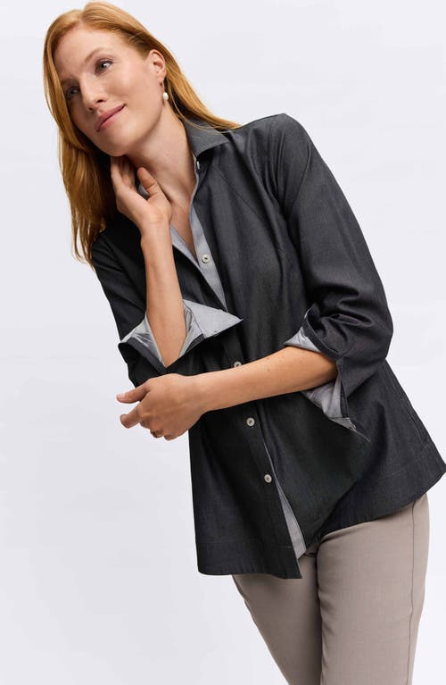 Shop Foxcroft Veronica Double Face Button-up Shirt In Charcoal