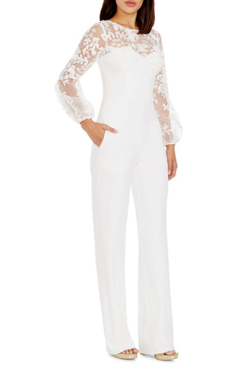 DRESS THE POPULATION DRESS THE POPULATION MILA LACE LONG SLEEVE JUMPSUIT 