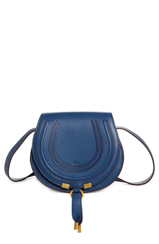 Chloé Mini Marcie Leather Crossbody Bag In Deep Denim ModeSens