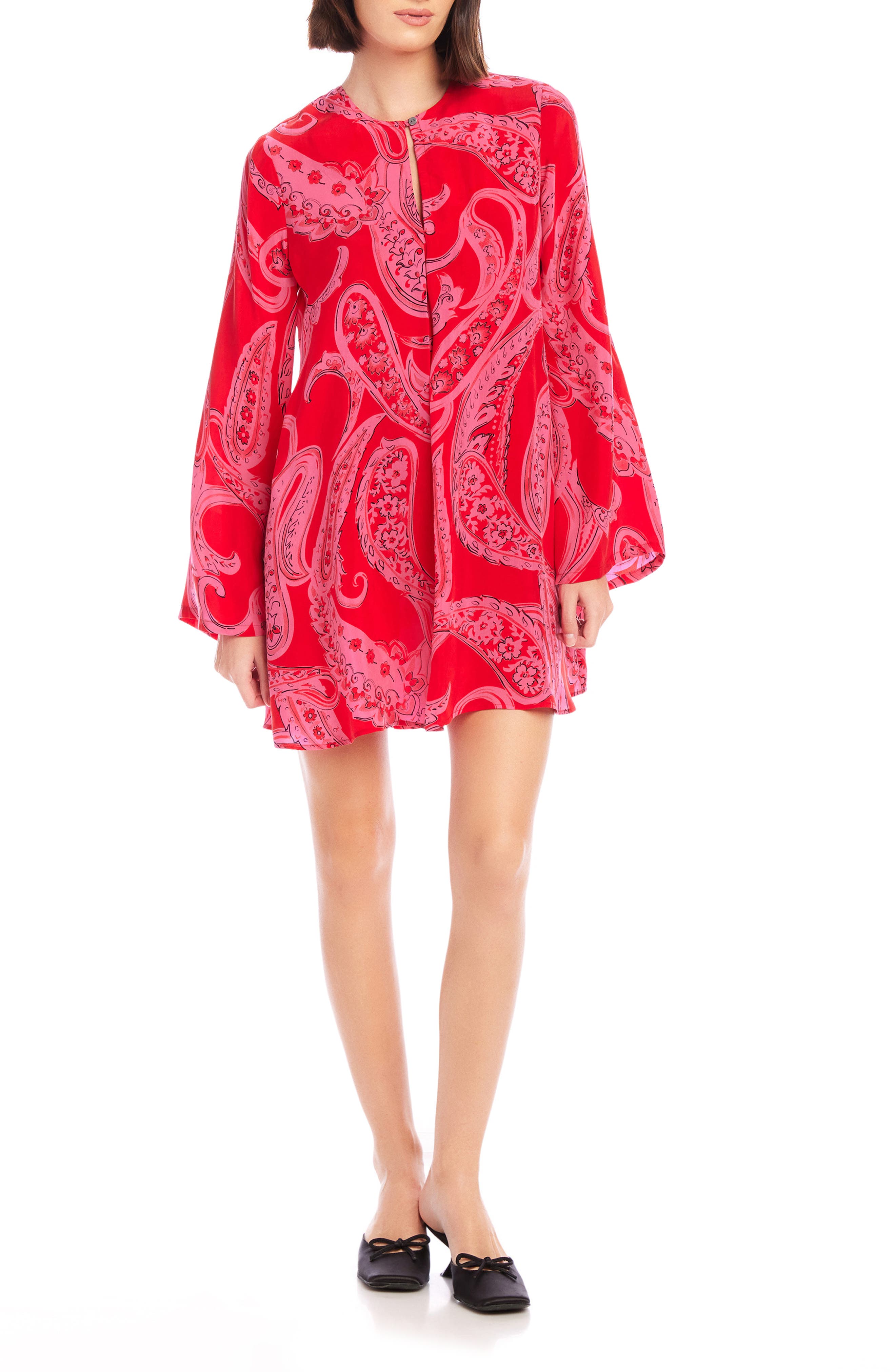 FIFTEEN TWENTY Layne Long Sleeve Shift Minidress in Paisley 