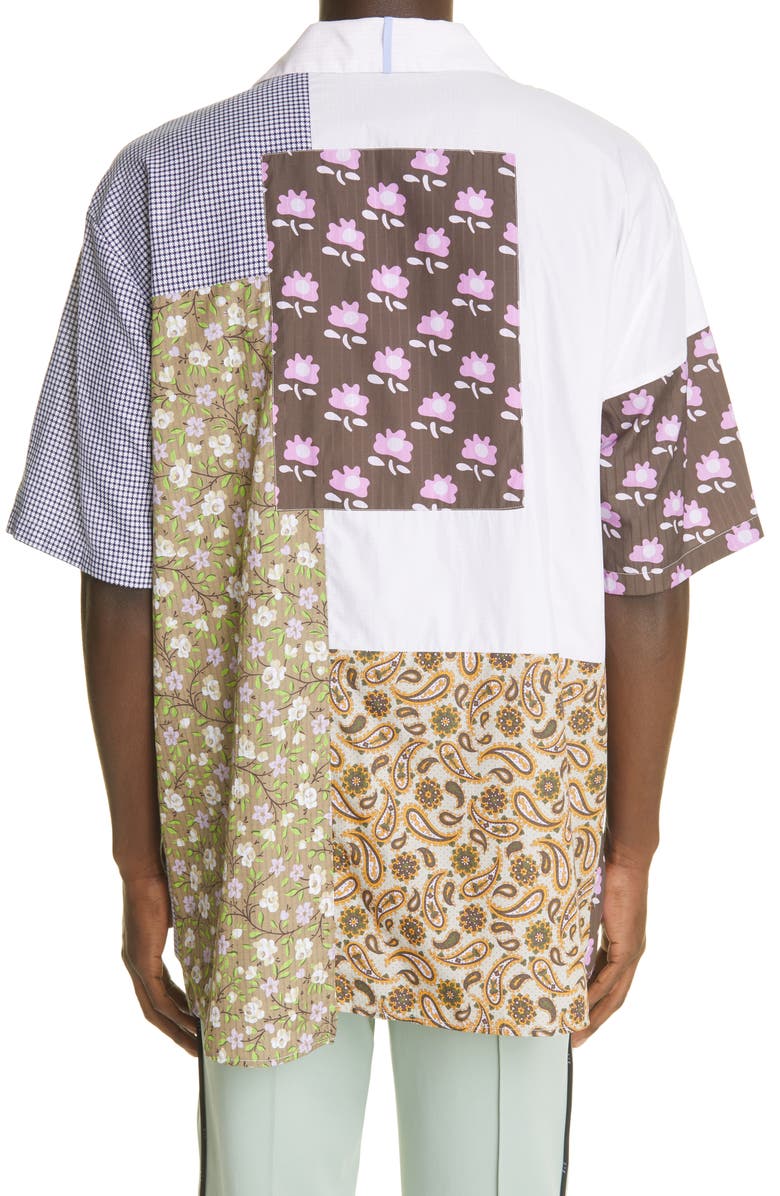 MCQ Grow Up Patchwork Oversize Button-Up Cotton Shirt, Alternate, color, 